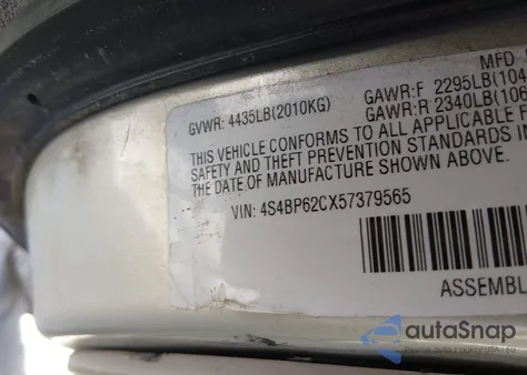 2005 Subaru Outback 2.5I Limited from USA, damaged, VIN 4S4BP62CX57379565